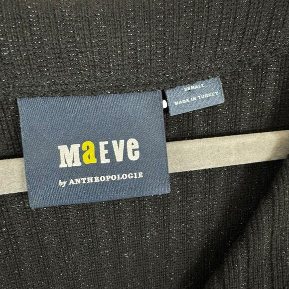 Maeve By Anthropologie Black Gold Shimmer V-Neck Light Button Up Cardi Size XS - Picture 4 of 6